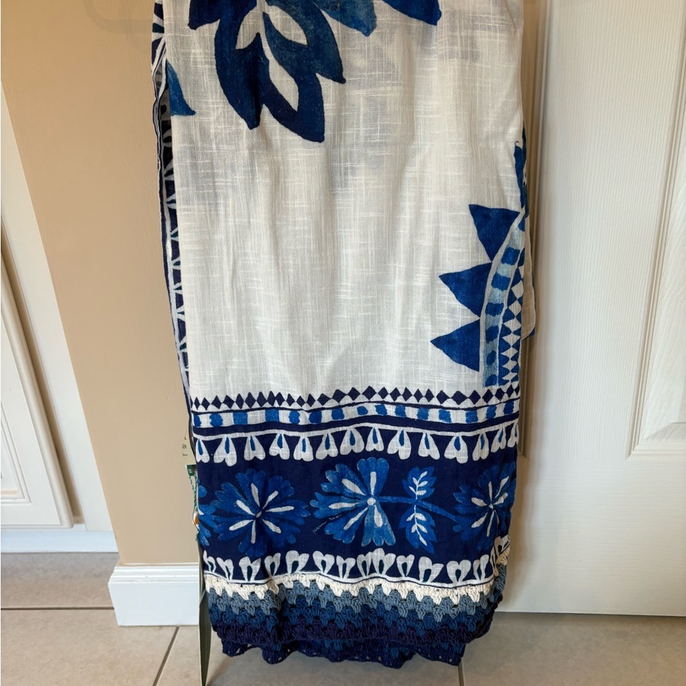 Blue and White Floral Swim Sarong by Farm Rio